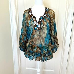 Sunny leigh Beaded bohemian blouse Size-Large